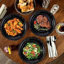 50/24个7英寸/9英寸一次性纸盘，防漏加厚，3秒即可清理，适用于派对/露营/家庭使用，适合生日、毕业典礼、圣诞节、感恩节、万圣节和其他庆祝活动。 - 黑色 - 查看 8