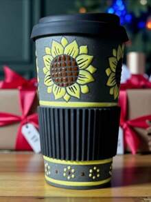 Vaso Reutilizable de 16 Onzas para Café con Tapa y Funda Antideslizante Resistente al Calor para Bebidas Calientes - Multicolor - Ver 1