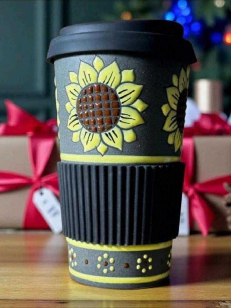 Vaso Reutilizable de 16 Onzas para Café con Tapa y Funda Antideslizante Resistente al Calor para Bebidas Calientes - Multicolor - Ver 1