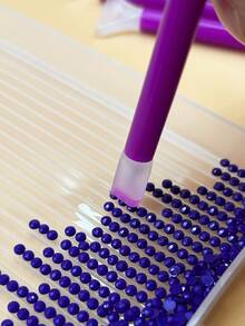 1/3/6/9 Dot Diamond Painting Pens + 10pcs Diamond Painting Wax Stickers With Purple Storage Box, Suitable For 5D Diamond Art Painting - Purple - View 5