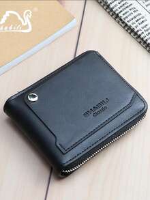 新款男士短款钱包，休闲时尚大容量多卡位复古拉链零钱包 - 彩色 - 查看 12