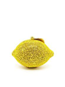 Super Mini Lemon Shape Rhinestone Evening Bag For Bridal Luxury Diamond Clutch Purses Wedding Party Crystal Handbags Prom Pouch - Yellow - View 4