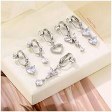 6 chiếc khuyên rốn giả, khuyên rốn giả không cần xỏ lỗ dành cho nữ - Bạc - Xem 5