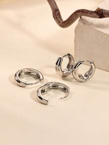 Minimalist Multi Size Stainless Steel Earrings 18K Gold-Plated Waterproof Anti Fading Round Hoop Earring Aesthetic Golden Wedding Jewelry Party Vacation Daily Wear Accessories Exquisite Christmas Gift - Stainless Steel - View 20