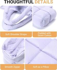 1Pc Women's Large Puffer Tote Bag - Quilted Lightweight Handbag With Cup Holder & Multiple Compartments, Stylish Satchel Purse For Daily Use,Herald Puffer Tote Bag For Women, Large Quilted Puffy Handbag Lightweight Satchel Purse With Cup Holder & Compartment - màu đen - Xem 9