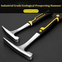 Geological Hammer High Carbon Steel Non-Slip Rubber Handle Rock Pick Hammer Brushed Finish Outdoor Exploration Geological Prospecting Hammer - Multicolor - View 2