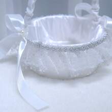 1pc White Petal Basket, Satin Bow Flower Basket, Suitable For Wedding, Easter - Multicolor - View 6