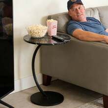 Mesa Auxiliar En Forma De C Para Sala, Mesas Laterales Redonda Para Sala, Mesita De Centro Mesita Auxiliar Minimalista Moderna, Para Sofás Y Camas, Espacio Pequeño, Dormitorio - Negro - Ver 8