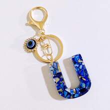 1 chiếc móc khóa màu xanh hải quân thanh lịch với 26 chữ cái tiếng Anh, mặt dây chuyền hình mắt quỷ, thích hợp cho việc đi làm, đi chơi, giữ chìa khóa xe, chìa khóa nhà để tránh bị mất. - Nhiều màu - Xem 17