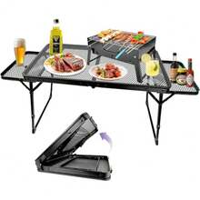 CYPNOKASIS Mesa de CampingPlegables con 2 Alerones Alturas Ajustables Mesa Campamento Ligera Portátil de Aluminio para Acampar Picnic Playa BarbacoaFashion - 219302756 - Ver 2