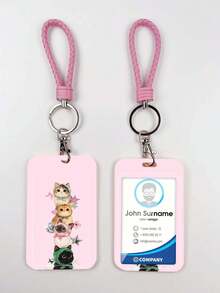 1pc ABS Headband With Cute Cat Pattern, Fashion Personalized Cartoon Pull-Type Card Clip Keychain Bag Pendant, Student Wristband Card Clip, Ladies Wristband Card Clip, ID Bus Protection Case, Student Campus Card Protection Case - Multicolor - View 8