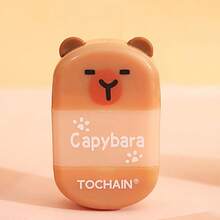4pcs/Set Bestselling Creative Cartoon Capybara 2-In-1 Pencil Sharpener & Eraser Cleaning Set, Suitable For Students