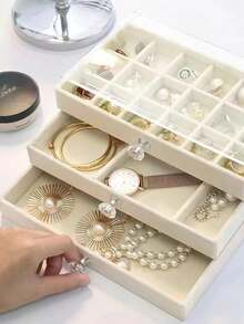 1/3 Tier Transparent Jewelry Storage Box, Jewelry Organizer For Rings, Necklaces, Bracelets, Earrings, Women's Holiday Gift, Anniversary Present - Doge - View 7