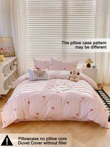 三件套可爱蝴蝶结印花被套，采用超柔软透气优质超细纤维面料，四季皆宜，可机洗，不易褪色，不起球，防缩水，抗皱，简约清新风格，提升卧室格调，易于打理，适用于特大号/大号/双人床/单人床，是居家、宿舍、公寓、客房、度假屋、租赁房和送礼的理想之选。 - 彩色 - 查看 4
