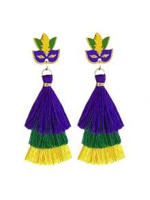 1pc Fashionable Long Multi-Layer Tassel Earrings, Matching Minimalist Elegant And Boho Style Earrings