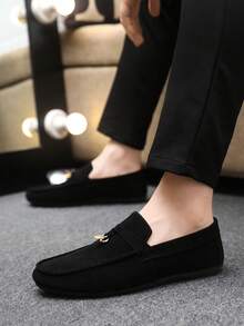 1 đôi giày lười nam, mẫu mới 2025, giày casual xỏ chân, chất liệu thoáng khí, đế mềm, chống trơn trượt, giày lái xe, đế bằng, nhẹ, giày moccasin cao cấp (size nhỏ hơn bình thường, nên chọn size lớn hơn) - màu đen - Xem 3