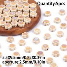 1/2/3/5pcs Ceramic Printed Beads With Center Hole, Multiple Designs Available, DIY Jewelry Making Beads For Necklace, Bracelet, Earrings, Printed Ceramic Round Flower Beads Craft Spacer Beads