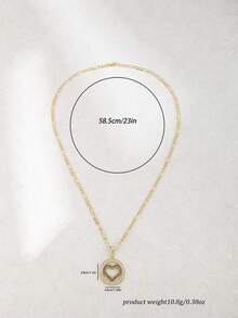 1pc Minimalist Luxury Round Heart Pendant Necklace, Suitable As Gift For Friends, Family, Best Friends, Gold Jewelry, Can Be Used As Valentine's Day Gift