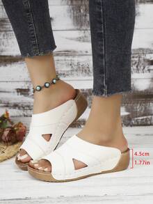 Women's Comfortable High Heel Open Toe Elegant Sandals, Fashion Platform Sandals - White - View 2