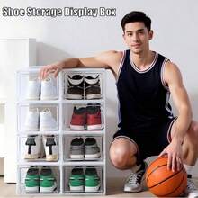 透明带盖鞋盒 - 可堆叠鞋盒，专业级磁吸门鞋架，防尘鞋架，男女运动鞋收纳架，前开式大容量塑料运动鞋收纳架，适用于厨房、浴室、卧室、客厅和办公室，家用收纳盒，开放式收纳的理想之选