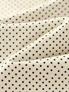 Girls' Artistic Design Print Round Neck Short Sleeve T-Shirt + Random Cut Polka Dot Full Print Flare Pants, New Summer Spring Girls Outfit - Multicolor - View 9