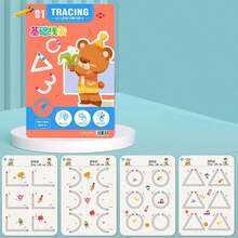 随机颜色可重复使用的蒙特梭利描红练习册，练字，学习字母，绘画教育控制训练，学校练习本，英文字母学习笔记本，蒙特梭利教育书籍，练字练习本，涂色书