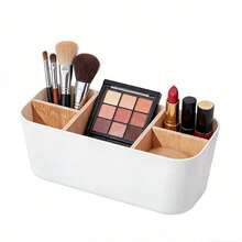 1pc Plastic 5-Compartment Toothbrush Holder, Makeup Organizer Box, Bathroom Vanity Storage Rack For Cosmetics, Stationery, Electric Toothbrush, Toothpaste, Shaving Supplies, Home Decor, Holiday Gift, Back To School Decoration - Multicolor - View 7