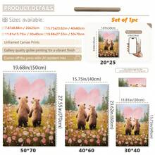 Tranh vải treo tường hình cặp gấu | Trang trí tường ngày Valentine, Trang trí ngày Valentine phong cách mộc mạc, Quà tặng tình yêu hình gấu đáng yêu, Tranh in nghệ thuật, Tranh sơn dầu hoa dại phiên bản in, Đồ dùng cho bé_ Tranh treo tường có khung hoàn hảo cho trang trí phòng chơi, phòng trẻ sơ sinh, phòng giữ trẻ, trường mầm non, phòng bé trai, phòng ngủ bé gái, ngày Valentine - Nhiều màu - Xem 3