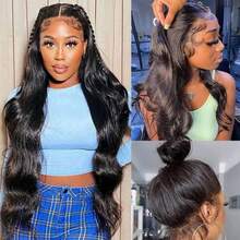 250 Density 360 Lace Front Wigs Human Hair Invisi Strap Body Wave 13x4 13x6 HD Lace Front Wigs Human Hair Pre Plucked Drawstring Wig Human Hair 5x5 6x4 Wear And Go Glueless Human Hair Wigs For Women Brazilian Lace Frontal Wigs Natural Color Unisex Wigs For Women , All Ethnicities, Stylish Hair Replacement | Elegant Updo Wig | Natural Look Wig For Daily Casual, Party Date Decoration Perfect Wig Accessories And Can Also Be Given As A Gift To Family And Friends - Natural Black - 查看 8