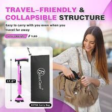 Bastn de Caminar para Hombres y Mujeres, bastn Plegable para Personas Mayores, bastn cudruple, Ajustable, Ligero, Resistente, con Mango en T Suave y Bolsa de Viaje - Rosa - Ver 4