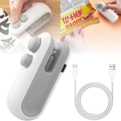 Mini Bag Sealer, 2026 New 3 In 1 Magnetic Food Sealer, 3 In 1 Rechargeable Magnetic Snack Sealer Household Mini, Plastic Bag Resealer, Keep Food Fresh