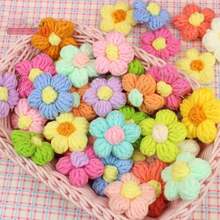 50/100pcs Random Polyester 3D Floral Decor, Soft Knitted Multi-Color Flower Decorations With Adorable Textured Design, Ideal For DIY Craft Projects, Bag/Accessory Decoration And Home Decor - Perfect For Handicraft Enthusiasts, DIY Creators And Accessory Designers. - Multicolor - View 2