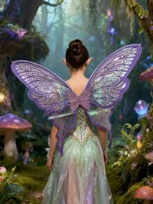 1pc Extra Large Gold Foil Butterfly Wings, Ideal For Halloween, Elf Ears Party, Fairy Costume, Carnival, Birthday Gift - Multicolor - View 3