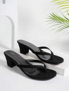 New Summer Soft Leather Round Toe Flat Slippers, Kitten Heel Sandals, Versatile Stiletto Strap Sandals, Designed For Women, Casual & Versatile - New Summer Collection - Comfortable & Casual - Daily Wear - Beach & Resort - Strap Design - Open Toe - Flat Shoes - Burgundy - High Heel - Casual Style - Office Commute - Party & Celebration - Summer - Black - Black - View 14