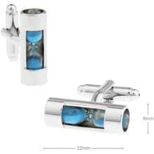 Mancuernillas o gemelos para hombre con diseño de reloj de arena azul,38073201 - Multicolor - Ver 2