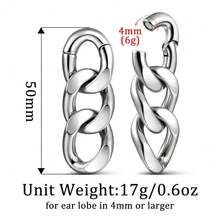 1件装 316L 不锈钢酷炫链条耳坠耳扩扩器男女通用身体耳环时尚饰品礼品 - 3 長 - 查看 4