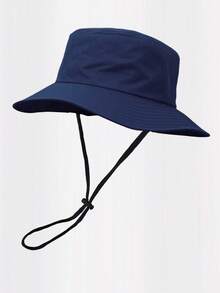 1pc Unisex Solid Color Bucket Hat With Drawstring, Outdoor Travel Hiking Casual Lightweight Fashionable Sports Sun Hat, Suitable For All Ages, Summer Sun Protection - MianDi - View 7