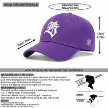 AR 1pc Men's Gothic Letter Embroidered Baseball Cap, Outdoor Adjustable Sun Protection Casual Hat Street - Purple - View 4