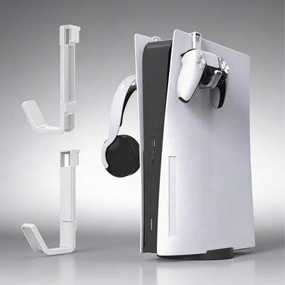 Wall-Mounted P/S5 Pro/Slim Accessory Rack - 2 Pieces Hook Set For Both Controllers And Headphones For Office, Dorm And Home Use Office Dorm Home Headphone Stand Headphone Holder