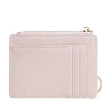 Baellerry 1 chiếc ví đựng thẻ siêu mỏng nhiều ngăn đựng thẻ + túi đựng tiền xu có khóa kéo kèm móc khóa, ví đựng tiền xu di động cho nữ, ví mini, ví nhỏ, ví có móc khóa, ví đựng chìa khóa dễ thương, phong cách Fairycore - Hồng - Xem 4