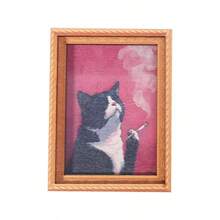 1pcs Wooden Cat Refrigerator Magnets, Soft Magnetic Fridge Decorative Stickers, Fun 3D Printed Cat Design, Kitchen Accessories - 粉色 - 查看 8