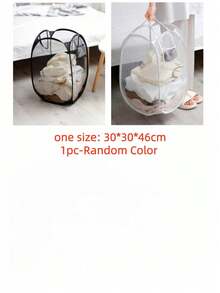 سلة غسيل مصنوعة من شبكة بمقبض - مثالية للسكن الجامعي والسفر والحمام - مصنوعة من البوليستر، قابلة للطي، لتخزين الملابس القذرة (لون عشوائي) - متعدد الألوان - مشاهدة 12