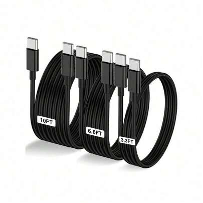 USB C To Type C Charger Cable,[3.3FT/6.6FT/10FT] Long Type C Fast Charging Data Cable,USB-C Power Cord Compatible With IPhone17 16 15 Pro Plus Pro Max,Compatible With Samsung Galaxy S25 S24 S23 S22,IPad Pro/Air And More,Phone Charger Cable