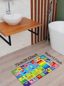 1pc Interesting Education Area Rug For Living Room, Bedroom, Playroom, Nursery Classroom With Letters, Numbers, Shapes Printed Children's Educational & Fun Play Area Rug For Boys And Girls ,Room Decor - Navy Blue - View 14