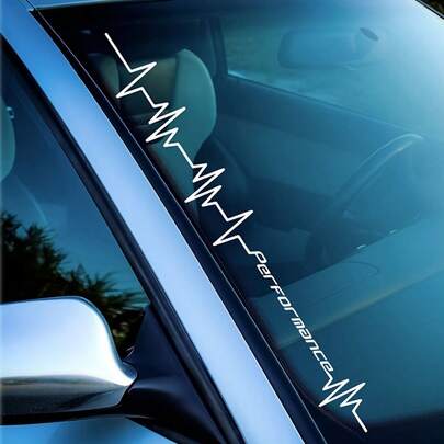 1pc Performance Heartbeat Car Vinyl Decal Sticker - Durable PVC Sticker For Exterior Vehicle, Self-Adhesive, Smooth Surface, Geometric Design For Windows, Bumpers And Hoods, Enhances Automotive Styling