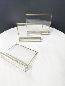 金色边框亚克力标牌架、相框展示架、透明纸张架、桌面菜单架、婚礼/餐厅桌号牌架、卡片架