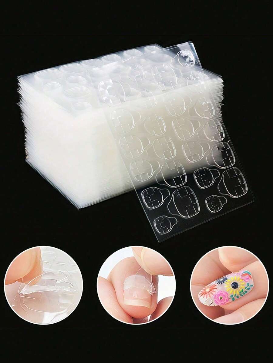 4800pcs(200sheets)/2400pcs(100sheets)/1200pcs(50sheets) Double-Sided Nail Glue Suitable For Nail Stickers, Jelly Double-Sided Adhesive Stickers, DIY Nail Art Stickers Nails - Army Green - View 1