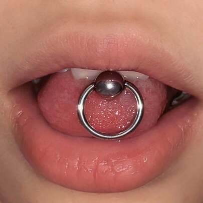Titanium Steel Threaded Tongue Piercing, Niche Spicy Punk European And American Design Tongue Piercing