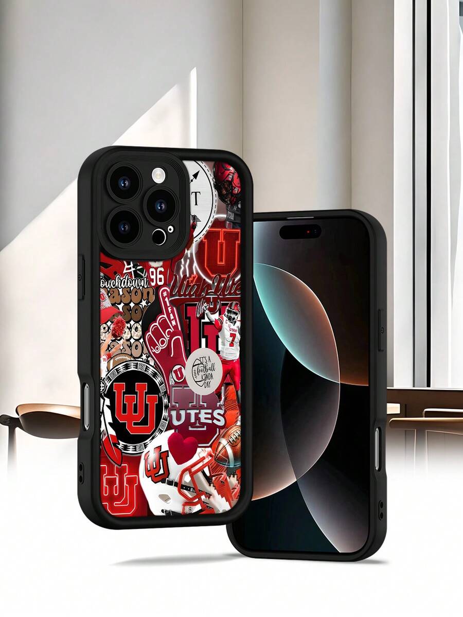 Selected Fashionable Utah University Ute Team Pattern Printed Products, Complete Set Of Mixed Color Phone Cases, Applicable Models I7PROMAX/I7 AR/15ProMaX/16PROMAX/GalaxyS22/23/S24/S23Plus/S24-Utra It Is A Daily Commuting Essential, Suitable As A Mother's Day Gift, Independence Day Gift, Valentine's Day Gift, Or Birthday Gift For Family And Friends - 黑色 - 查看 1