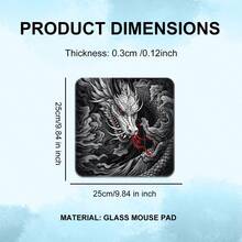 神话龙玻璃鼠标垫，红眼细节，中国传说元素，硬质游戏鼠标垫，适用于PC，操控流畅，助你主宰游戏，经久耐用，特殊玻璃表面，提升精准度和速度。 - 彩色 - 查看 11